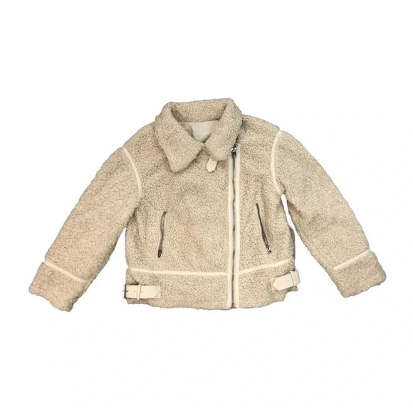 A.n.a Teddy Sherpa Double-Faced  Biker Jacket | Size Large | Cream / Ivory - Picture 4 of 10